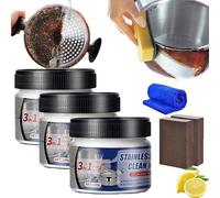 Stainless Steel Clean Wax, Magical Nano-Technology Stainless Steel Cleaning Paste-Surface Safe, Stainless Steel Cleaner and Polish for Appliances (3pcs)
