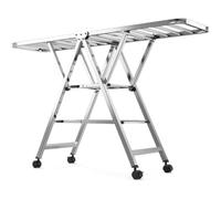 Stainless Steel Clothes Drying Rack, Foldable 3-Tier Laundry Stand with Adjustable Arms & Sock Clips for Indoor/Outdoor Use, Portable Design, Expandable Length