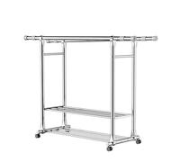 Stainless Steel Clothes Drying Rack With Wheels - Double Layer Indoor/Outdoor Laundry Stand, Portable Folding Clothes Airer For Efficient Space Saving And Easy Storage (Parallel Style 150~240Cm)
