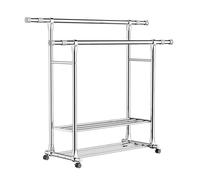 Stainless Steel Clothes Drying Rack With Wheels - Double Layer Indoor/Outdoor Laundry Stand, Portable Folding Clothes Airer For Efficient Space Saving And Easy Storage (Highlow Style 150~240Cm)