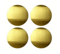 Stainless Steel Coasters 4 Pack, 10cm Round Metal Cup Mats for Drinks, Table Coasters for Coffee Shop, Tea, Home, Office, Bar, Gold