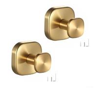 Stainless steel coat and bathrobe hook with rust resistant finish, designed to hold towels and clothes in bathrooms and living rooms, includes two metal hooks (gold)