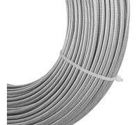 Stainless Steel Coated Steel Wire Rope, 304 Stainless Steel 7x7 Wire Rope Cable 4mm Silver Multiple Lengths(60M/197ft)