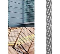 Stainless Steel Coated Steel Wire Rope, Stainless Steel Wire Rope 6mm 7x19 Construction Silver Multiple Sizes 1400 Lbs Working Load Limit(95M/331.7Ft)