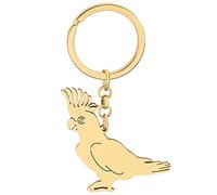 Stainless Steel Cockatoo Parrot Key Chains Tropic Birds Animals Wallet Keyring Jewelry For Women Door Car Keys Charms Gifts (Gold)