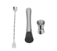 Stainless Steel Cocktail Bar Set Jigger Muddler Stirring Spoon for Home and Professional Bartenders