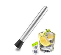 Stainless Steel Cocktail Muddler,20.5 Cm Muddler Multi-Functional,Silver Fruit Ice Crusher Stick With Grooved Head,Professional for Cocktail Making,Fruit Crushing, Muddling,Mojito Making