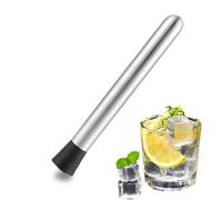 Stainless Steel Cocktail Muddler,30 Cm Muddler Multi-Functional, Silver Fruit Ice Crusher Stick With Grooved Head,Professional for Cocktail Making,Fruit Crushing,Muddling,Mojito Making
