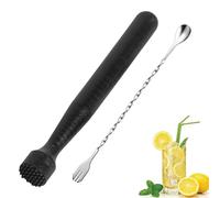 Stainless Steel Cocktail Muddler, 8inch Stainless Steel Cocktail Muddler with 1 Mixing Spoon, Home Bar Tool Set, for Making & Creating Delicious Mojitos, & Other Fruit Based Drinks