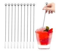 Stainless Steel Cocktail Remover - Pack of 10 Reusable Mixers with Rectangular Palette | Functional and Aesthetic Design for Aerating and Mixing Wine | For Bloody Mary, , Fruit, Bod