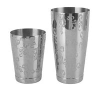 Stainless Steel Cocktail Shaker Engraved Martini Shaker Silver for Home Bar Mixing (Bottomed)