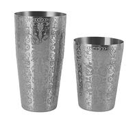 Stainless Steel Cocktail Shaker, Engraved Martini Shaker, Silver Japanese Boston Bar Mixer with Strainer Lid, Professional Cocktail Mixing Tool for Home Bar and Bartenders (Bottomless)