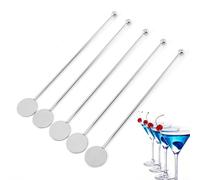 Stainless Steel Cocktail Swizzle 5 Pack for Layering and Stirring, Long Bar Spoon Set for Milk Tea, Coffee, Pitchers, Compatible with G