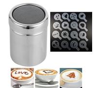 Stainless Steel Cocoa Powder Spreader, Icing Sugar Spreader, Stainless Steel Cocoa Spreader with 16 Stencils for Coffee, Hot Chocolate Stencil, for Baking, Home, Restaurant
