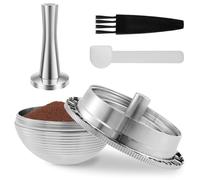Stainless Steel Coffee Capsule 70ml Reusable Coffee Pods Practical Coffee Pod Refill Kit with Filling Spoon Brush Coffee Tamper Complete Coffee Capsule Refill Kit for Making Coffee