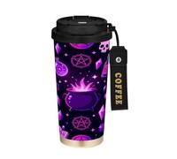 Stainless Steel Coffee Cup For Work 17 oz Witchy Design Halloween Cute