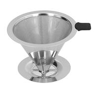 Stainless Steel Coffee Dripper with DoubleLayer Mesh Filter Reusable Cone for Home Office and Camping Use (2-4 Cups)