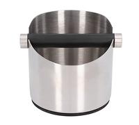 Stainless Steel Coffee Grounds Bucket, Coffee Knock Box with Rubber Base, Compact Coffee Dump Bin for Home Cafes Bars, Easy Tap Design Keeps Workspace Clean (Stainless Steel, Small Size (FC-04-1))