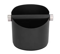 Stainless Steel Coffee Grounds Bucket, Coffee Knock Box with Rubber Base, Compact Coffee Dump Bin for Home Cafes Bars, Easy Tap Design Keeps Workspace Clean (Large Black (FC-05-2))