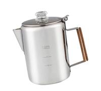Stainless Steel Coffee Percolator, Stovetop Coffee Pot with V Spout Wood Handle & Fine Filter Glass Lid, 38oz Camping Maker for Gas Electric Induction Cooktop (9 Cup 1400-2000ML)