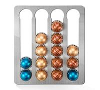 Stainless Steel Coffee Pod Holder for Nespresso Vertuo Pods, Adhesive Capsule Organizer for Vertuoline, Suitable for Mount Under Canbinet or On Wall Vertically or Horizontally(Adhesive)