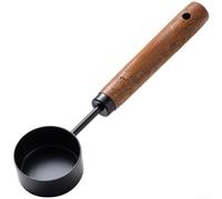 Stainless Steel Coffee Scoop 15ml Walnut Handle(Black 15ML)
