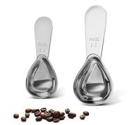 Stainless steel coffee scoop 2-piece set (1 tbsp, 2 tbsp) durable Tablespoon, ergonomic measuring spoon, Suitable for small and large jars，short-handled spoon (Silver)