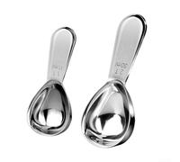 Stainless Steel Coffee Spoon Set Food-Safe 18/8 Dual Measurement 15ml 30ml Engraved Precise Portioning for Baking Tea Supplements Compact Ergonomic Handle 2pcs for Kitchen Brewing(A)