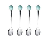Stainless Steel Coffee Spoon,Teaspoon,Sugar Spoon,Korean Dessert Spoon with Ceramic Ball, Spoons 4 Pieces 5.5 Inches Blue