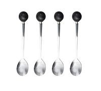 Stainless Steel Coffee Spoon,Teaspoon,Sugar Spoon,Korean Dessert Spoons with Ceramic Ball, Spoons 4 Pieces 5.5 Inches Black