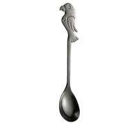 Stainless Steel Coffee Spoons Mini Dessert Spoons (Black) | Cute animal designs: parrot, rabbit, smile handles; mirror finish; rust resistant; 15-20g each; versatile for coffee, tea,