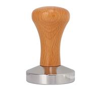 Stainless Steel Coffee Tamper with Wooden Handle, Flat Bottom Coffee Hand Tamper, Ergonomic Beech Wood Grip Tamping Tool for Espresso Makers, Baristas and Home Brewers (53MM)