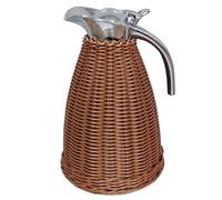 Stainless Steel Coffee Thermal Carafe，Rattan Thermal Jug, 1.5 Litre/50 Oz Double Walled Vacuum Insualted，12-Hour Heat & 24-Hour Cold Retention(Color:Coffee)
