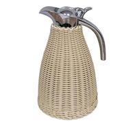 Stainless Steel Coffee Thermal Carafe，Rattan Thermal Jug, 1.5 Litre/50 Oz Double Walled Vacuum Insualted，12-Hour Heat & 24-Hour Cold Retention(Color:Beige)