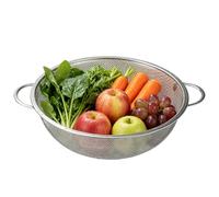 Stainless Steel Colander, 10.0 in Metal Strainer Basket with 2 mm Micro Perforated Holes, Easy-to-Grip Handles and Elevated Non-Slip Base, Strainer Organizer for Washing Rice, Fruits, Vegetables