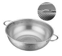 Stainless Steel Colander 22.5cm, 3 Quart Micro-Perforated Food Strainer with Handles, Colander for Draining Washing Rinsing Steaming, Thickened Metal Sieve Ideal for Pasta Vegetables Fruit (22.5cm)