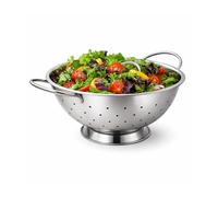 Stainless Steel Colander 24cm with Two Robust Handles - Heavy Duty Metal Kitchen Strainer with Stable Base - Pasta, Rice & Vegetable Drainer for Home & Commercial Kitchens