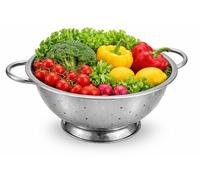 Stainless Steel Colander 33cm with Two Robust Handles - Heavy Duty Metal Kitchen Strainer with Stable Base - Large Pasta, Rice & Vegetable Drainer for Home & Commercial Kitchens