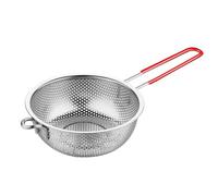 Stainless Steel Colander, Perforated Strainer with Long Handles, Silicone Grip, Metal Sieve Rice Washer Strainer Bowl for for Pasta, Rice, Fruits, Vegetables, Kitchen Essential Tool (22CM)