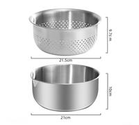 Stainless Steel Colander Set with Measuring Salad Bowl - 2-Piece Dual-Layer Draining Basket for Kitchen, Camping & Picnics, 304 Food-Grade, Space-Saving Design(L)