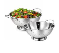 Stainless Steel Colander Set with Two Robust Handles - Heavy Duty Kitchen Strainers (24cm & 29cm) - Pasta, Rice & Vegetable Drainers for Home & Commercial Kitchens
