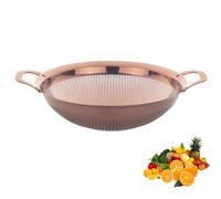 Stainless Steel Colander with Handle and Legs Drain Basket for Pasta, Spaghetti, Berry, Veggies, Fruits, Noodles, Salads, Fruit Colander Strainer Metal Rice Sieve Kitchen Utensils-Rose Gold