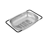 Stainless Steel Colanders,Over The Sink Drain Basket with Retractable Green Rubber Handle for Kitchen Sink,Wash Fruit,Rice and Vegetable,Dish Storage-Black Sink Strainer