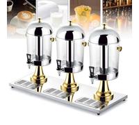 Stainless Steel Cold Hot Juice Dispenser, 24L Three Head Juicer Commercial Beverage Dispenser, for Breakfast Buffet Bars Hotels
