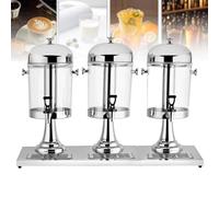 Stainless Steel Cold Hot Juice Dispenser, 24L Three Head Juicer Commercial Beverage Dispenser, for Breakfast Buffet Bars Hotels