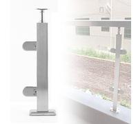 Stainless Steel Column with Handrail - Metal Glass Railings Post Kit for Stairs, Corridors, Rooftops, Aisles, Balconies - Fish-Mouth Clamp Glass Guardrail