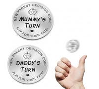 Stainless Steel Commemorative Coin, Funny Decision Coin for New Parents for Mum & Dad, Newborn Baby Gifts, Flip Coin for Decision Making, Birthday (Silver)