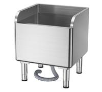 Stainless Steel Commercial Floor Mop Sink, Freestanding Slop Utility Service Basin with High Baffle Splash Guard, Detachable Filter Basket Drain, Adjustable Feet 45x41x55cm (1)
