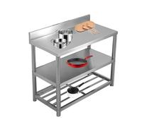 Stainless Steel Commercial Kitchen Prep Work Table, Food Preparation Bench Top, Durable Stainless Steel Worktop, 120cm/47in, Ideal for Restaurant and Home Use