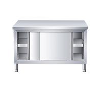Stainless Steel Commercial Prep Table with Cabinet, Heavy Duty Kitchen and Restaurant Food Preparation Work Surface